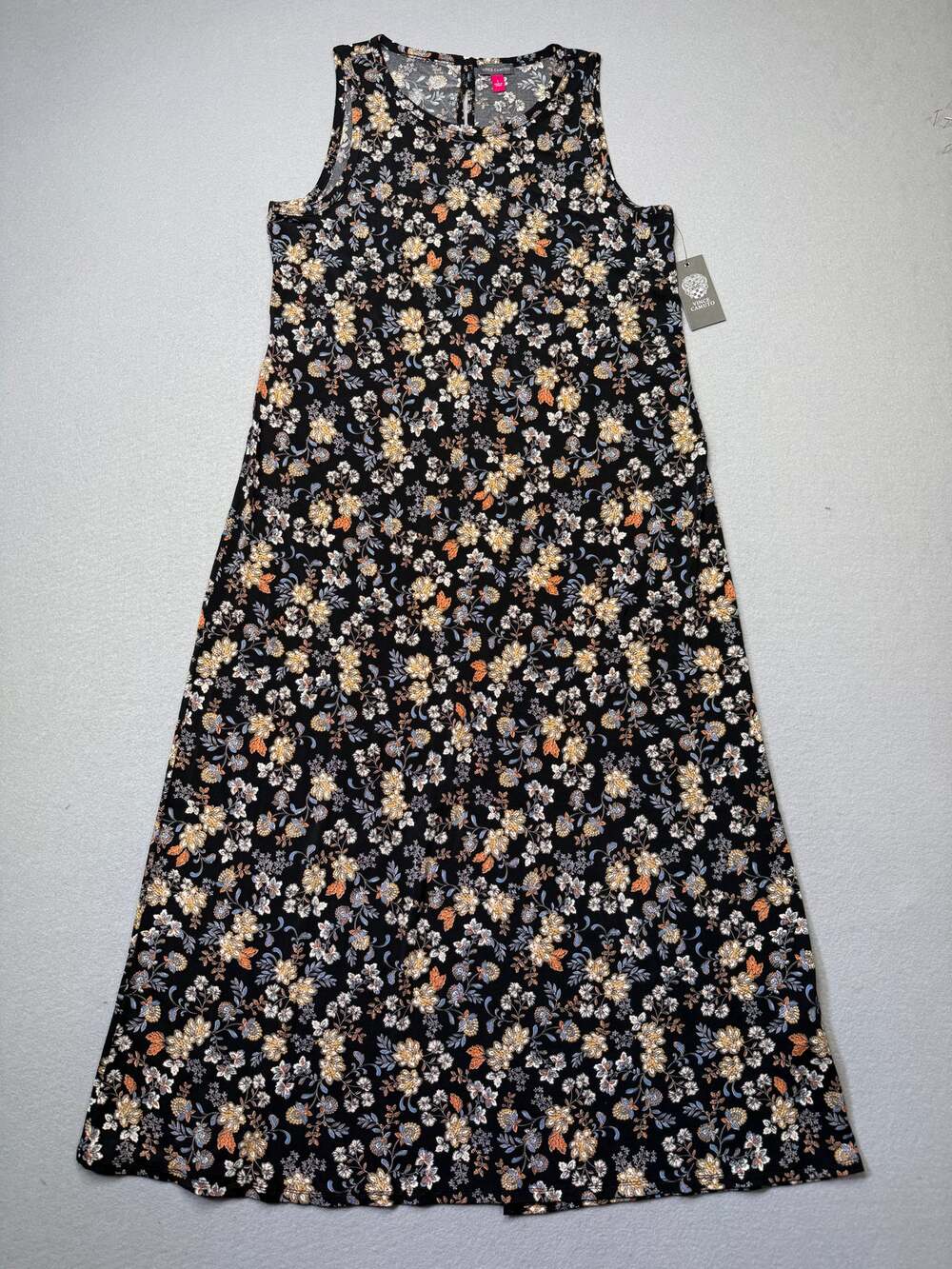 Vince Camuto Women's Floral-Print Sleeveless Maxi Dress - Rich Black Large $69